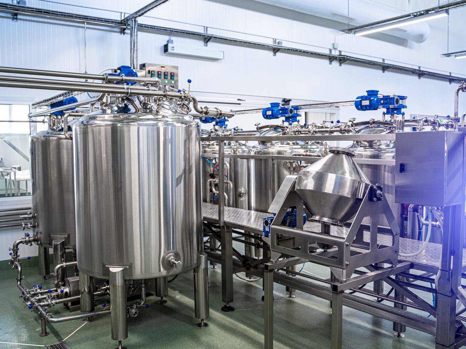 Stainless-steel processing tanks