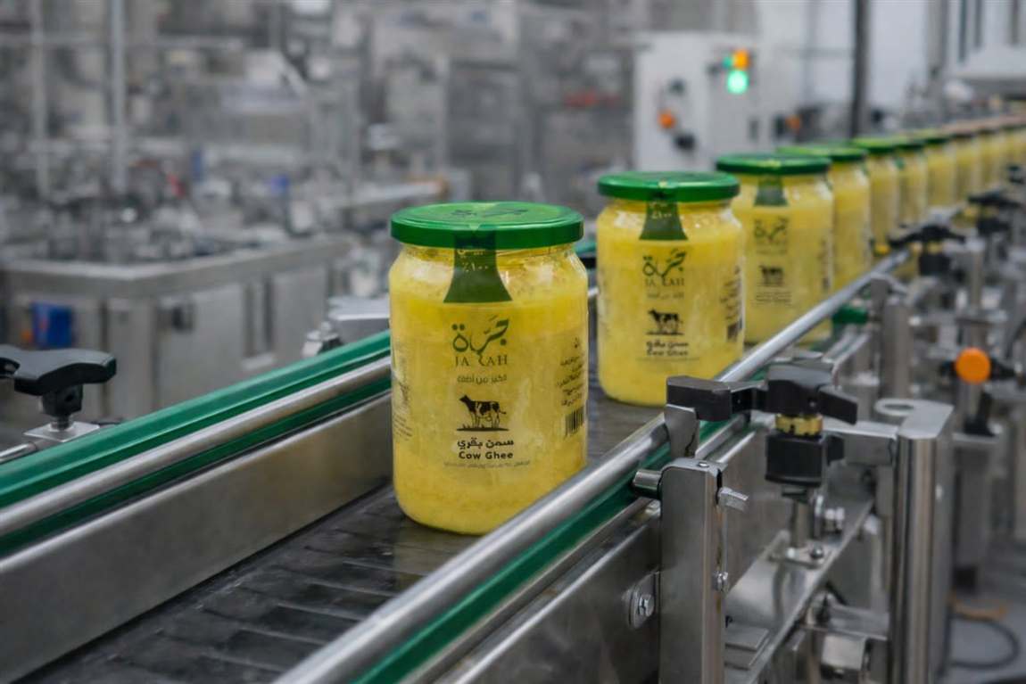 Ghee jars on the Happy Land production line